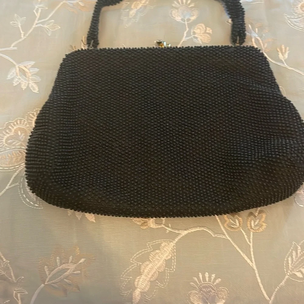 Black Beaded Corde’ Bead Vintage Bag - Picture 2 of 14